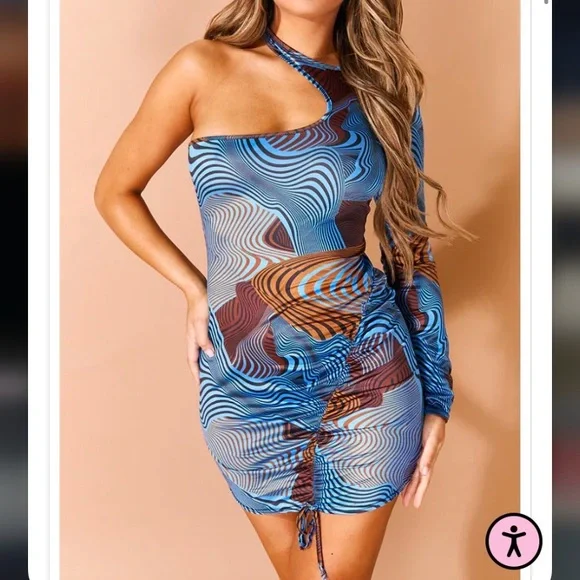 One sleeved Keyhole Bodycon Dress - Picture 1 of 2